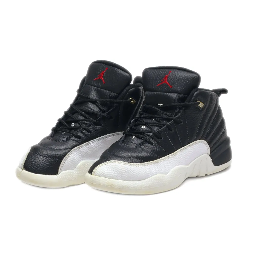 Air Jordan 12 Playoffs Sport Shoes Leather Black Colour For Kids