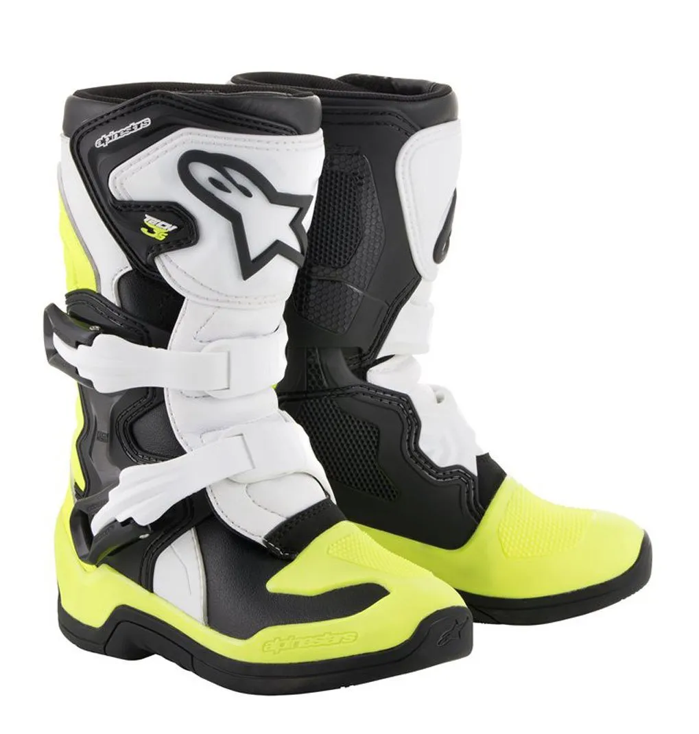 Alpinestars Tech 3S Kids Motocross Boots, Black/White/Yellow