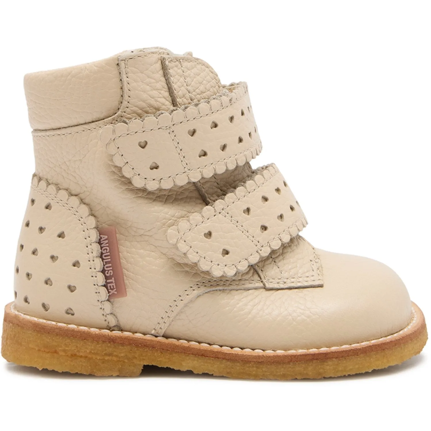 Angulus Buttermilk Tex-Boot with Hearts and Velcro Closure