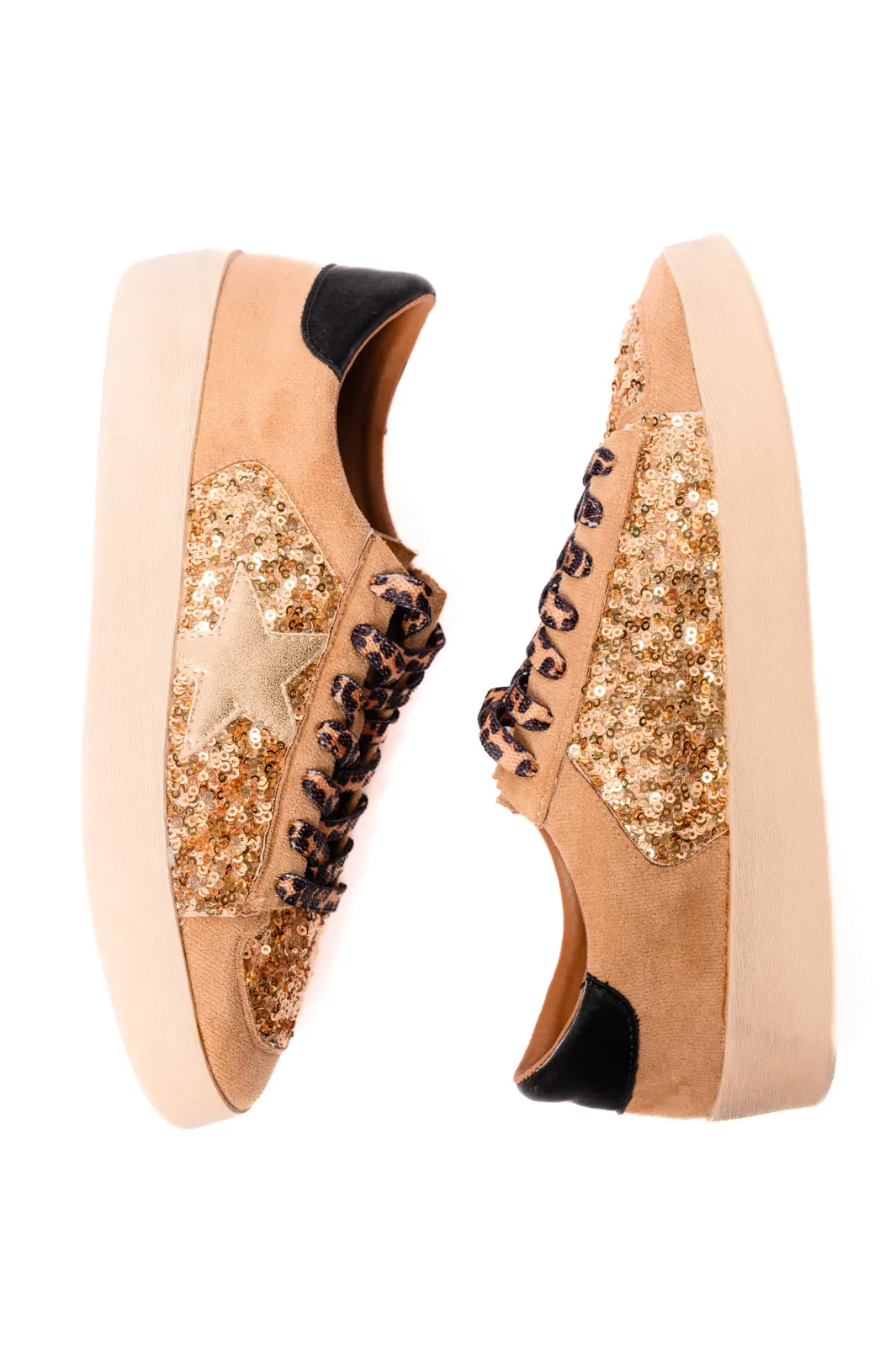 Another Round Sneakers in Gold Sequins - CORKYS