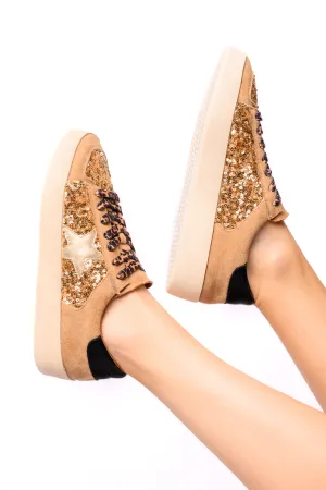 Another Round Sneakers in Gold Sequins - CORKYS