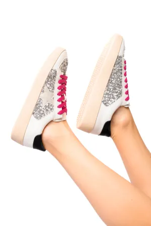 Another Round Sneakers in Silver Sequins - CORKYS