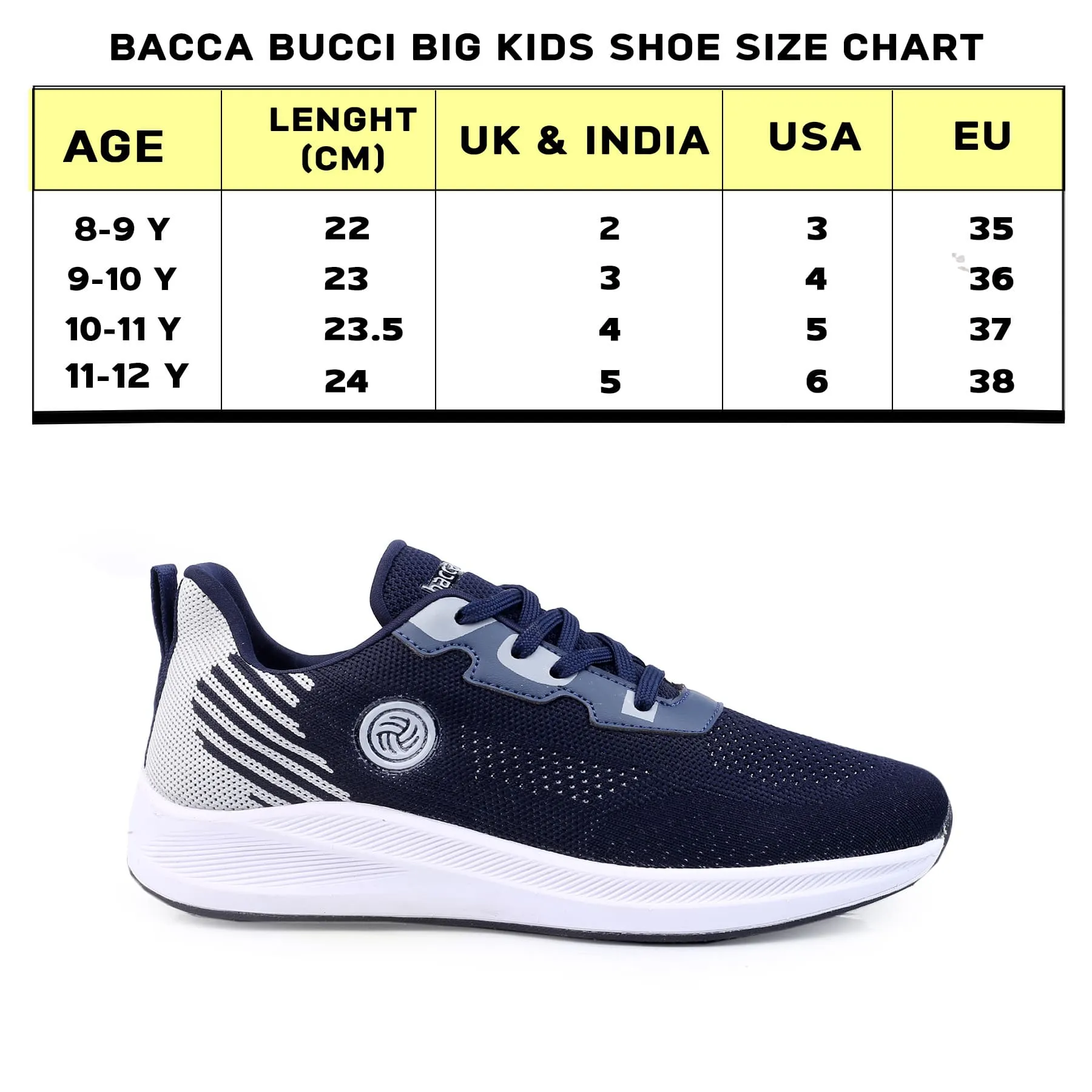 Bacca Bucci Boys or Girls Essential Knit Running Sports Shoe (Age: 8 year to 12 years)