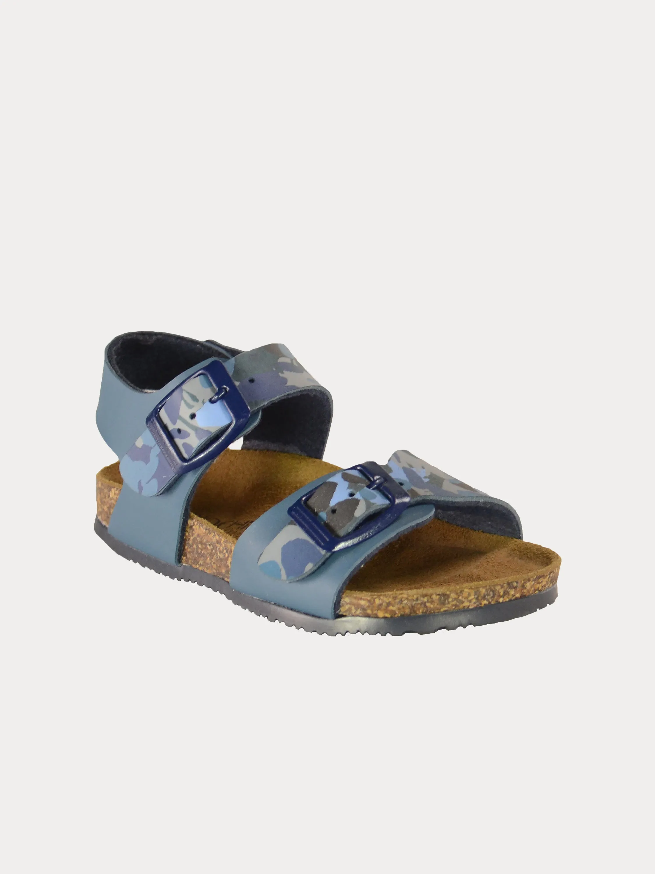 Biochic Boys Back Strap Sandals in Green Leather