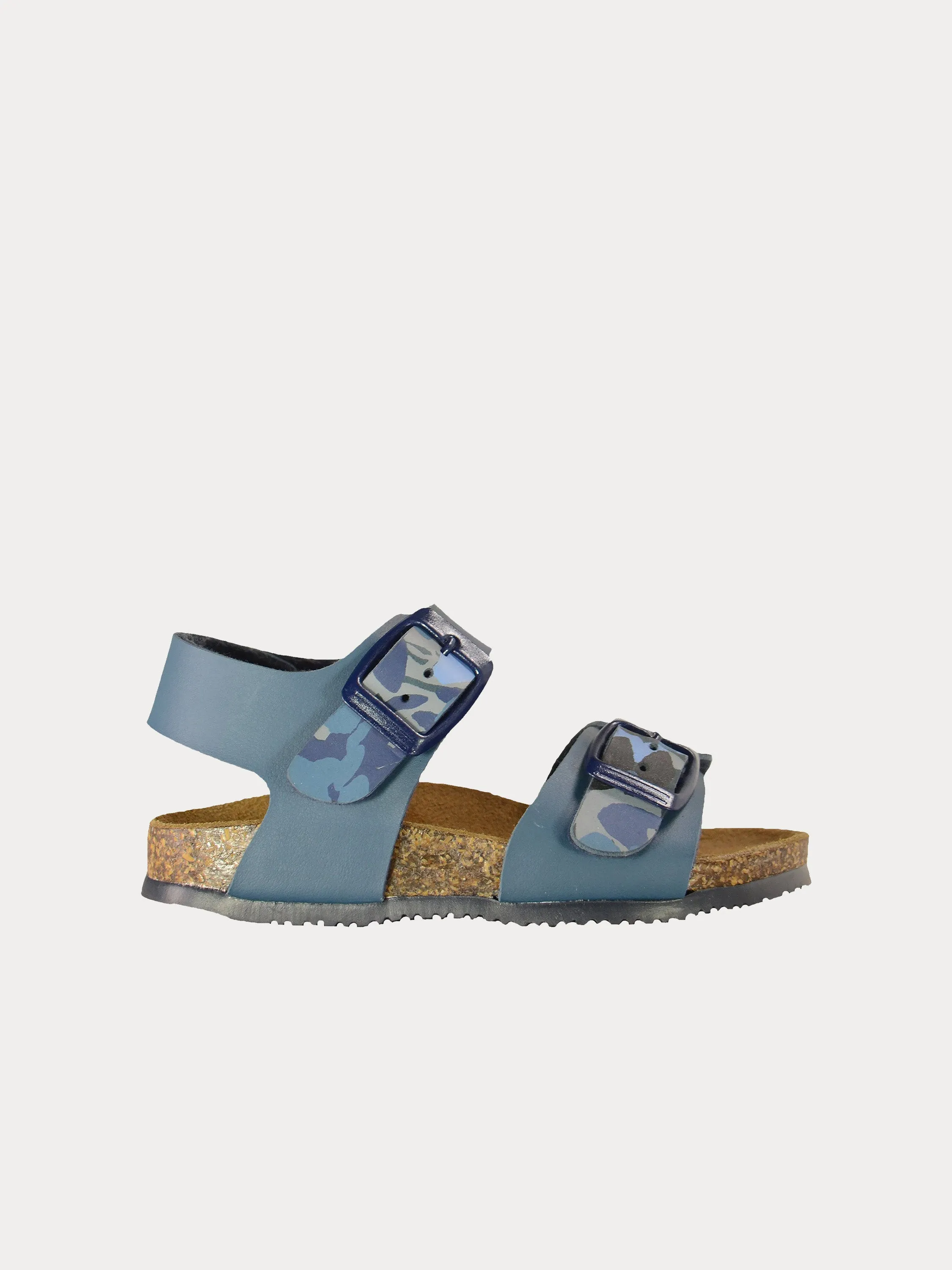 Biochic Boys Back Strap Sandals in Green Leather