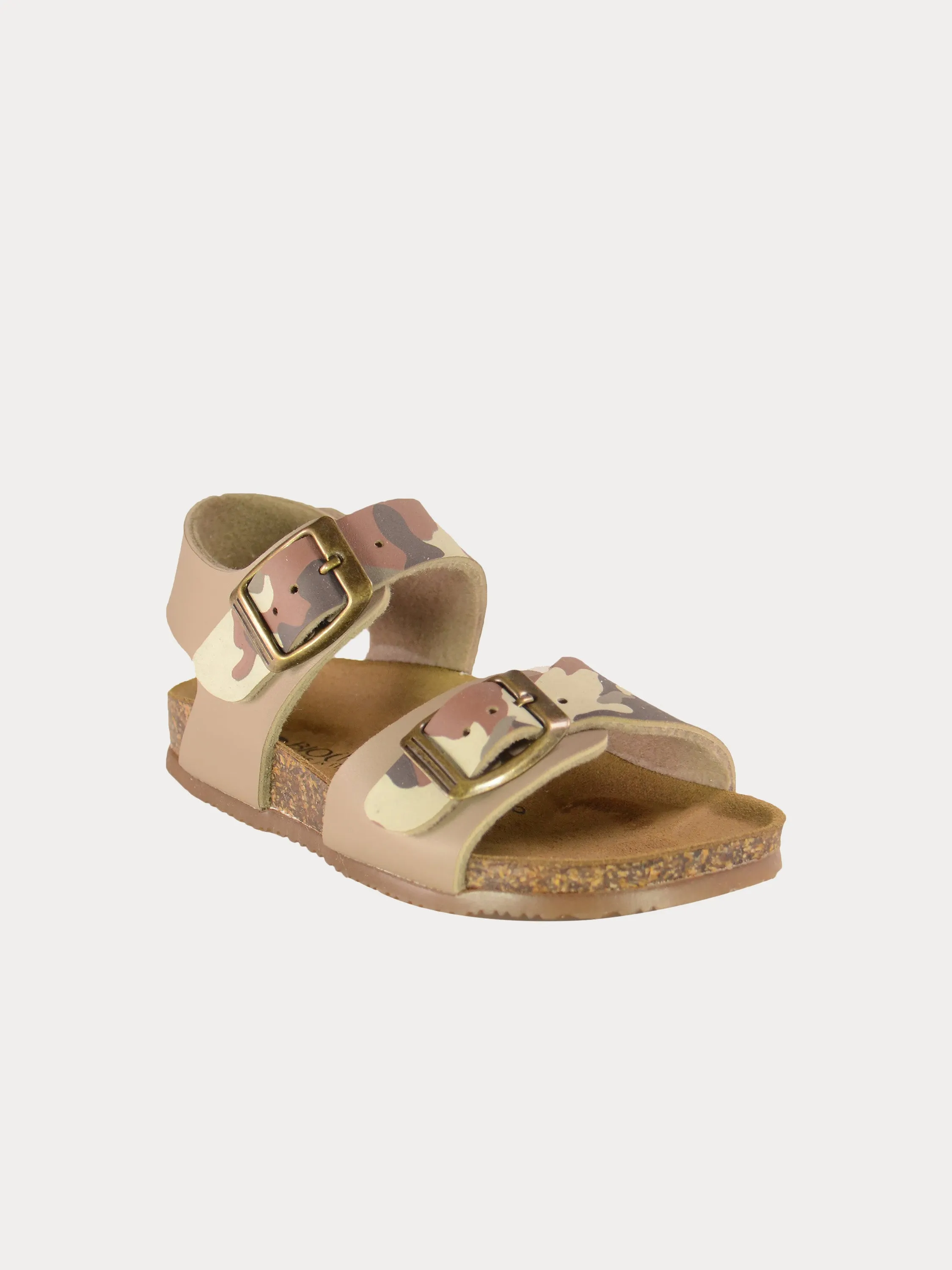 Biochic Boys Back Strap Sandals in Green Leather