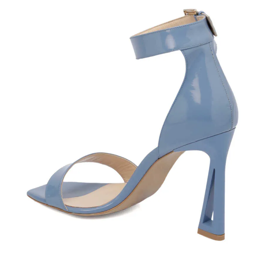 Blue Leather Women's Evening Shoes - SCB-A65487