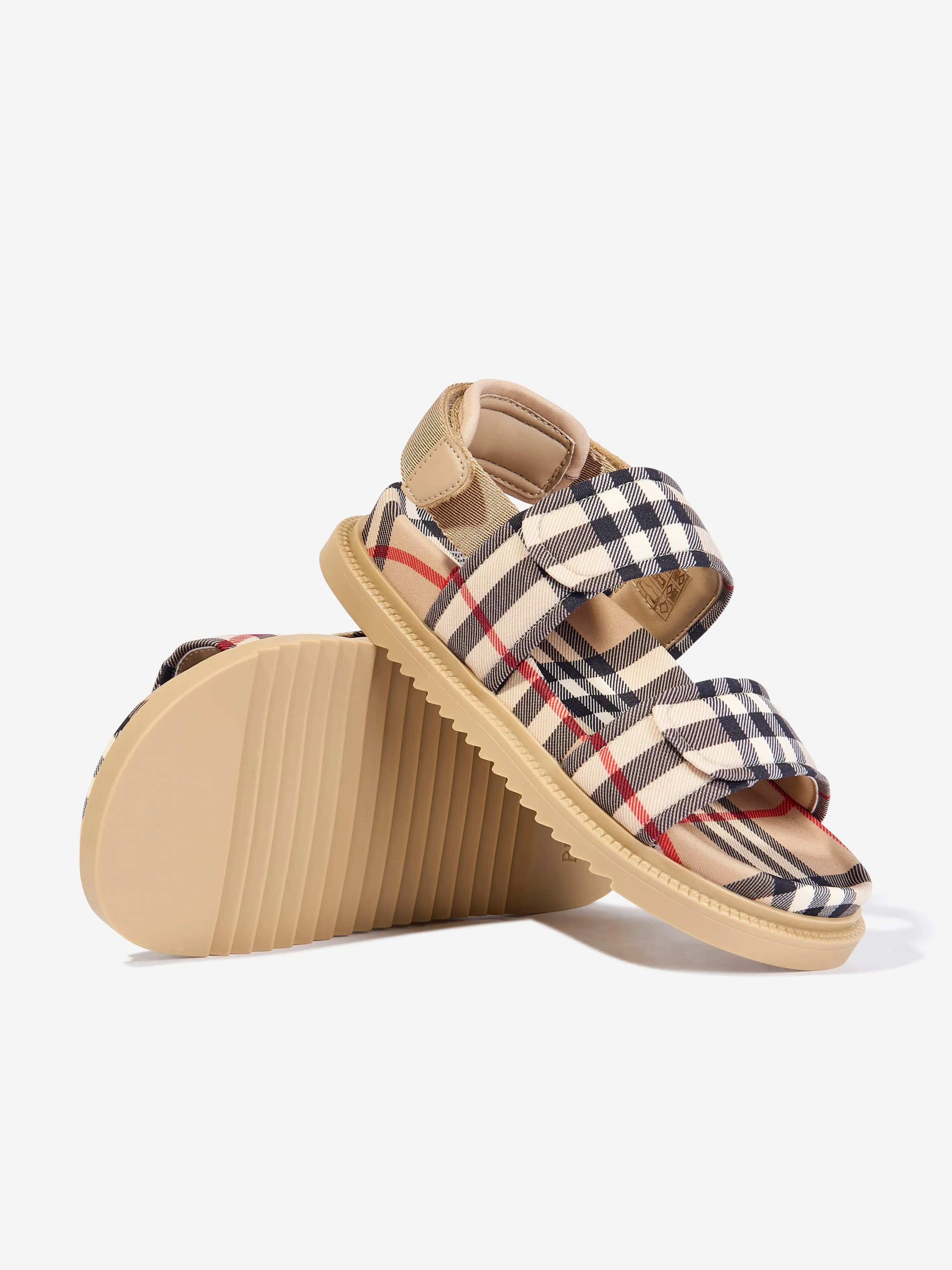 Burberry Kids Archive Check Sandals in Beige