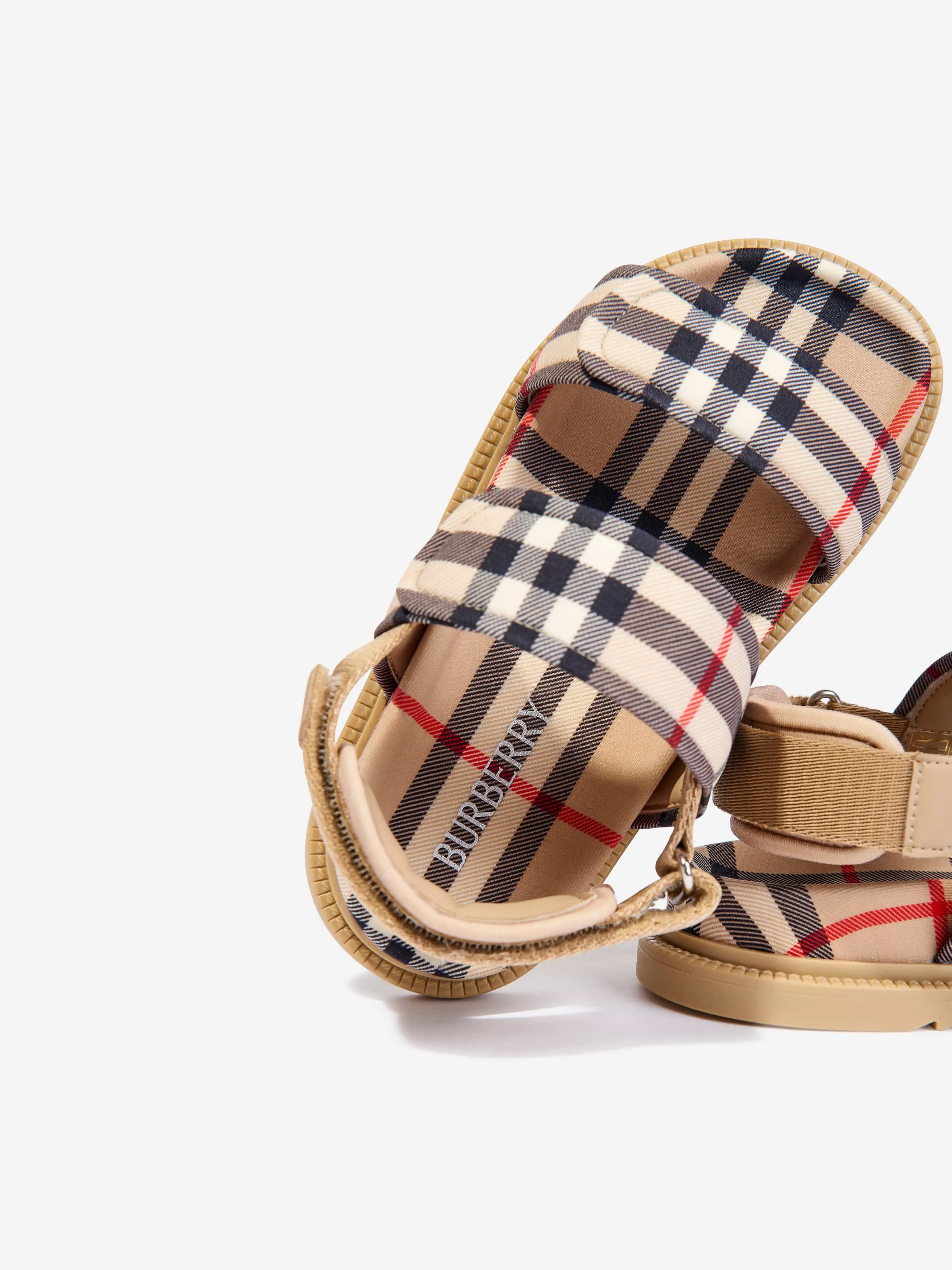 Burberry Kids Archive Check Sandals in Beige