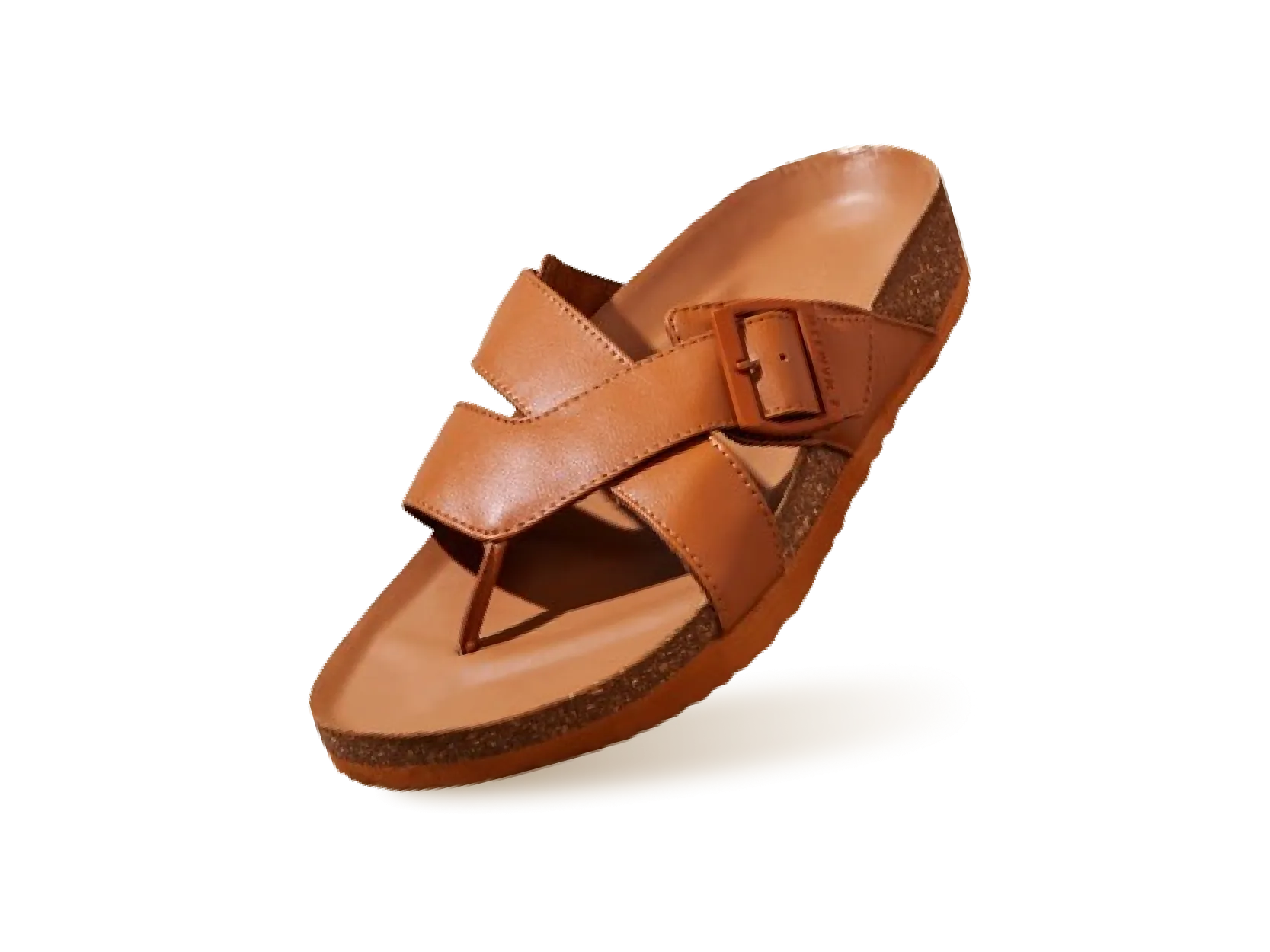 Cork Cross Strap Sandals : Tan