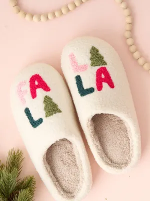 Fuzzy Holiday Slippers - Fa La La