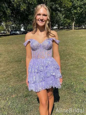 Gorgeous Off-Shoulder Strapless A-line Short Mini Homecoming Dress, HD32659