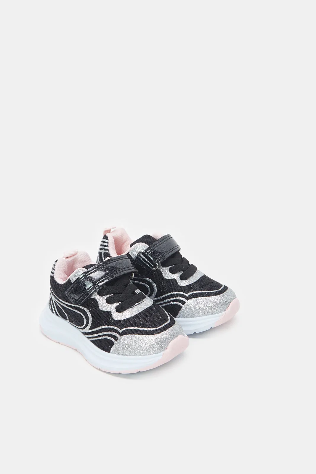 Infant Girls Black Velcro Trainers