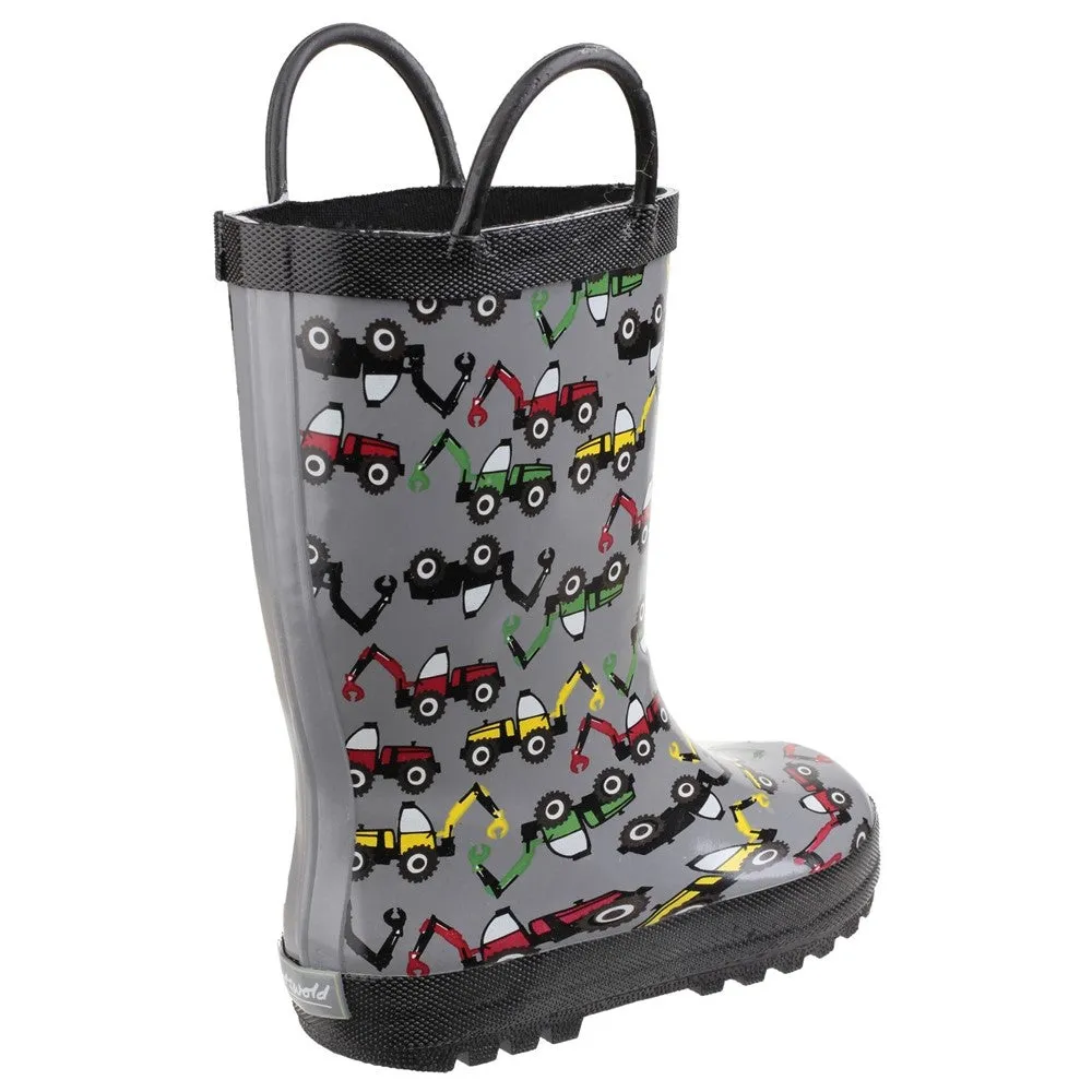 Kids Puddle Waterproof Pull On Boots Digger