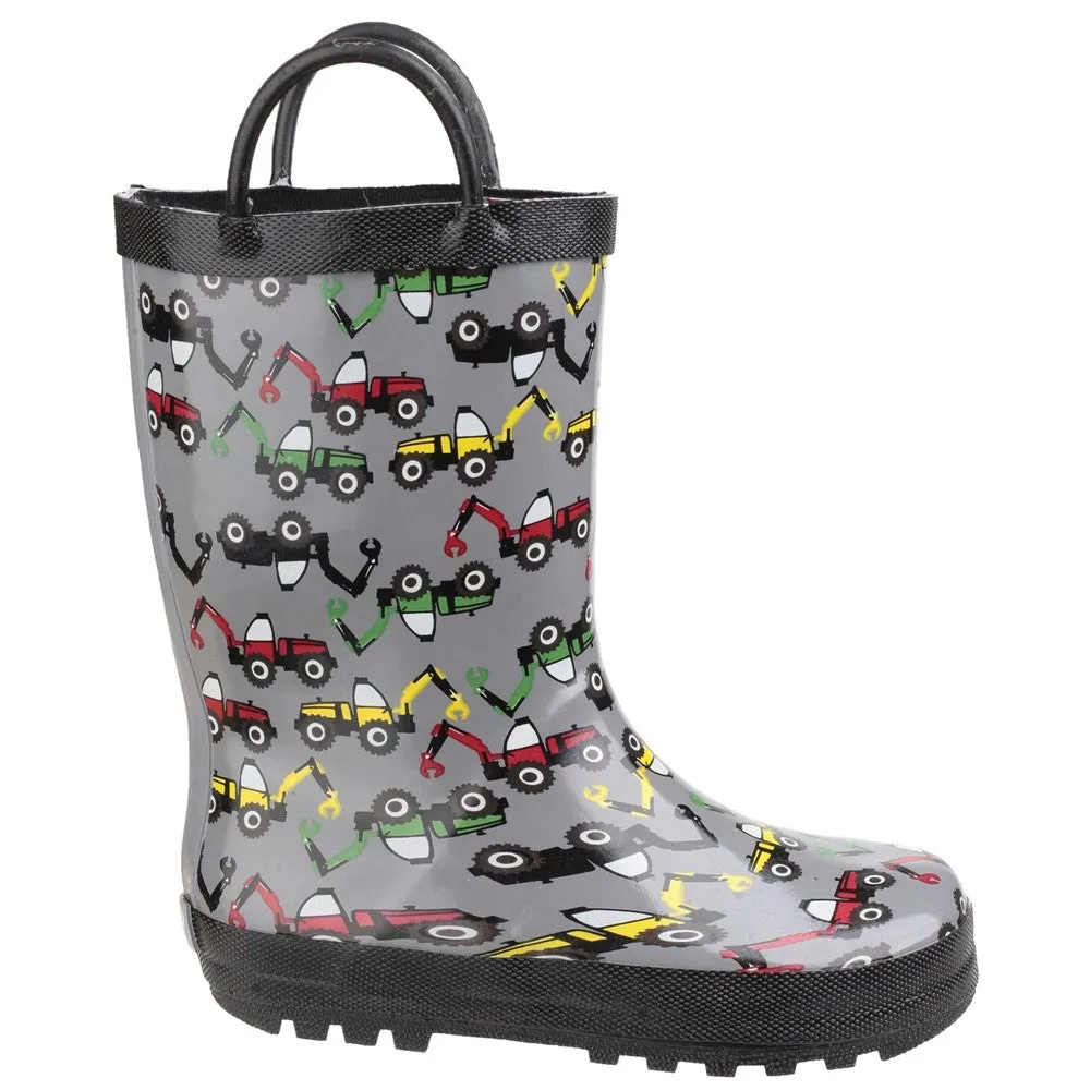 Kids Puddle Waterproof Pull On Boots Digger