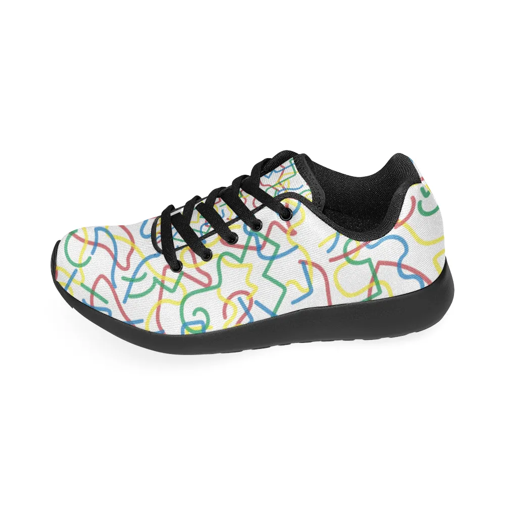 Kid's Wiggly White Doodle Print Canvas Sneakers