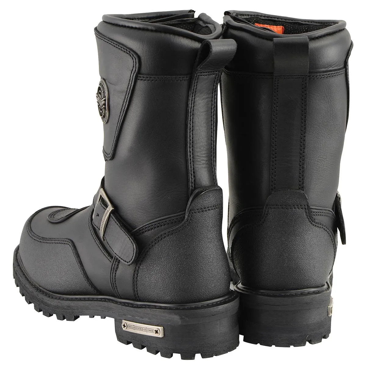 Milwaukee Leather MBM9071WP Men's Black 'Wide Width' 9-inch Waterproof Engineer Leather Boots with Reflective Piping