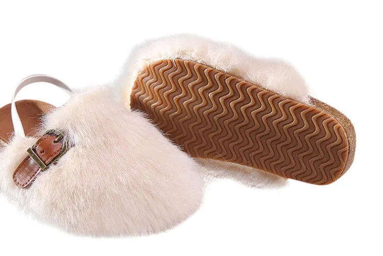 MOF Kids girls autumn casual slippers with fur