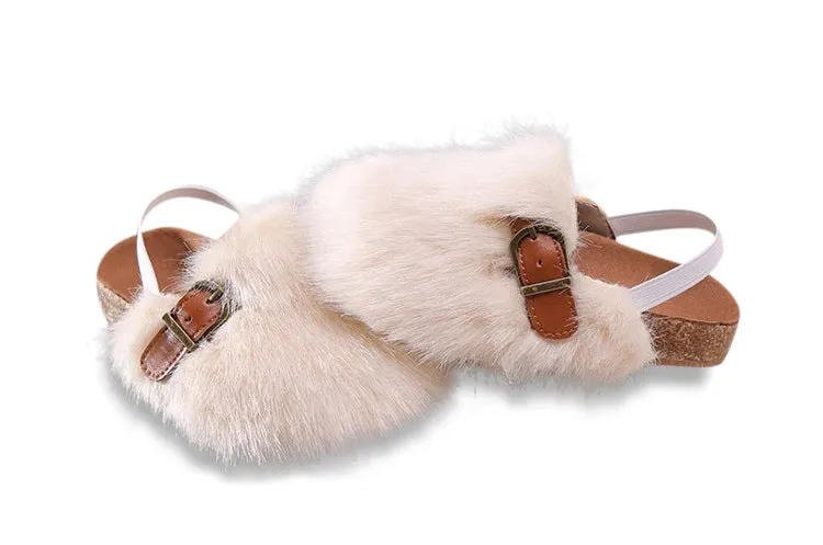 MOF Kids girls autumn casual slippers with fur