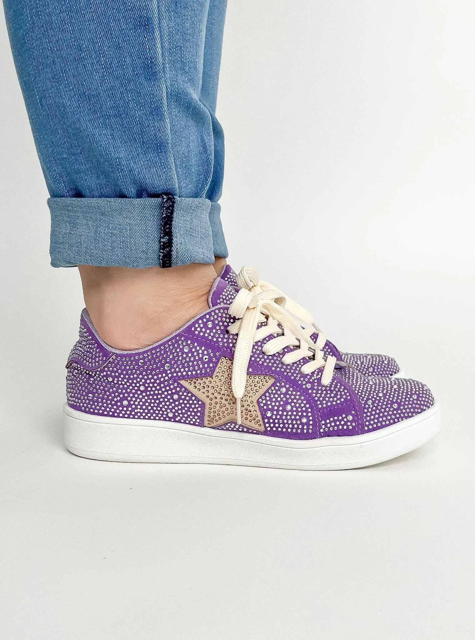 Purple & Gold Rhinestone Sneakers