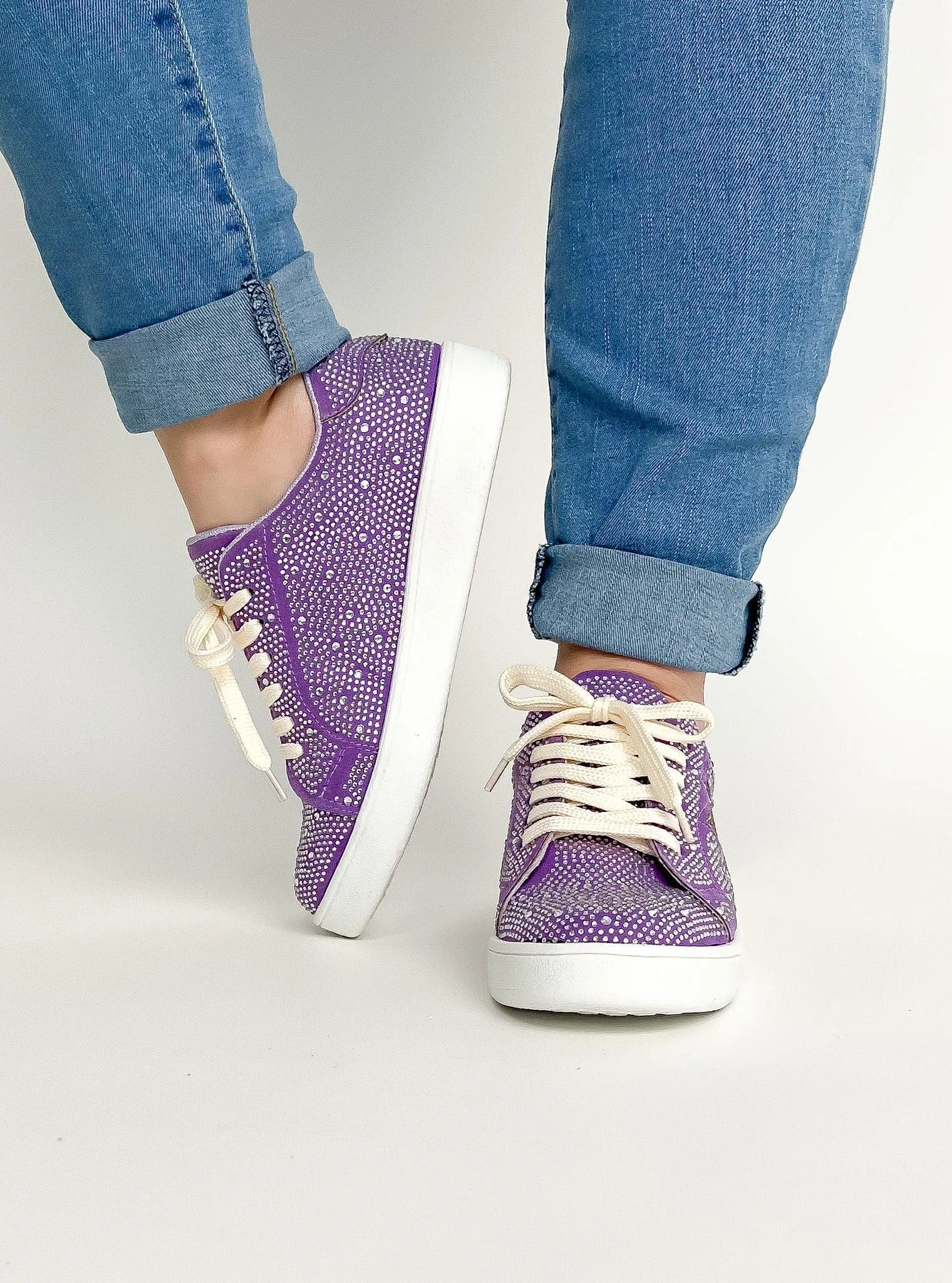 Purple & Gold Rhinestone Sneakers