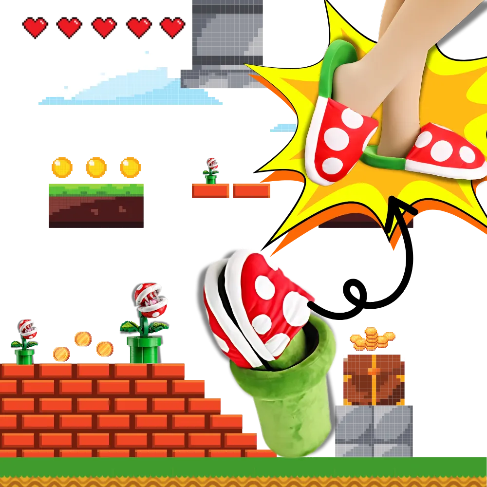 Soft Plush Mario Piranha Plant Slippers