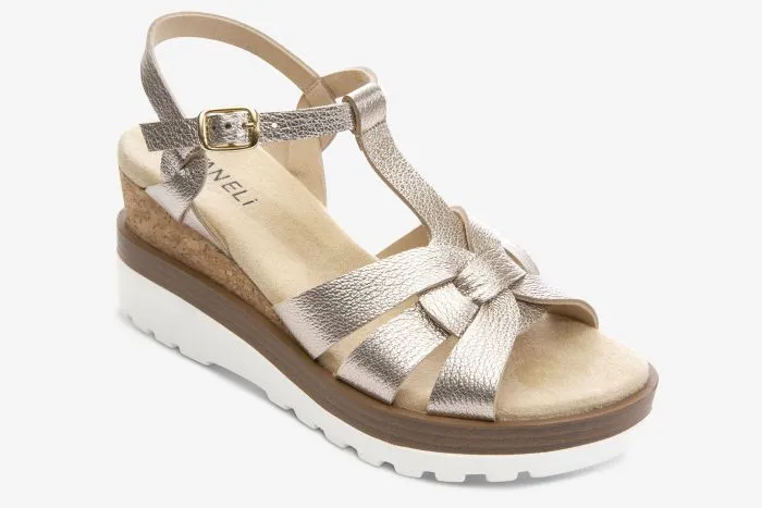 The T-Strap Cork Wedge with Sport Bottom in Shell