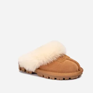 Ugg Kids Coquette Slipper (Cow Suede)(Elastic Logo & Wool Strap)(Detachable Feature)