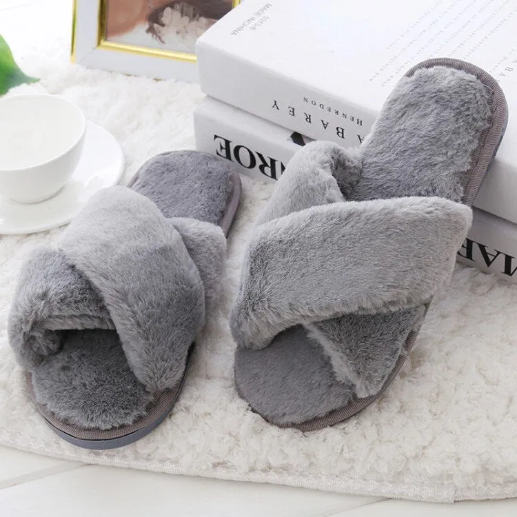 Women Home Slippers with Faux Fur