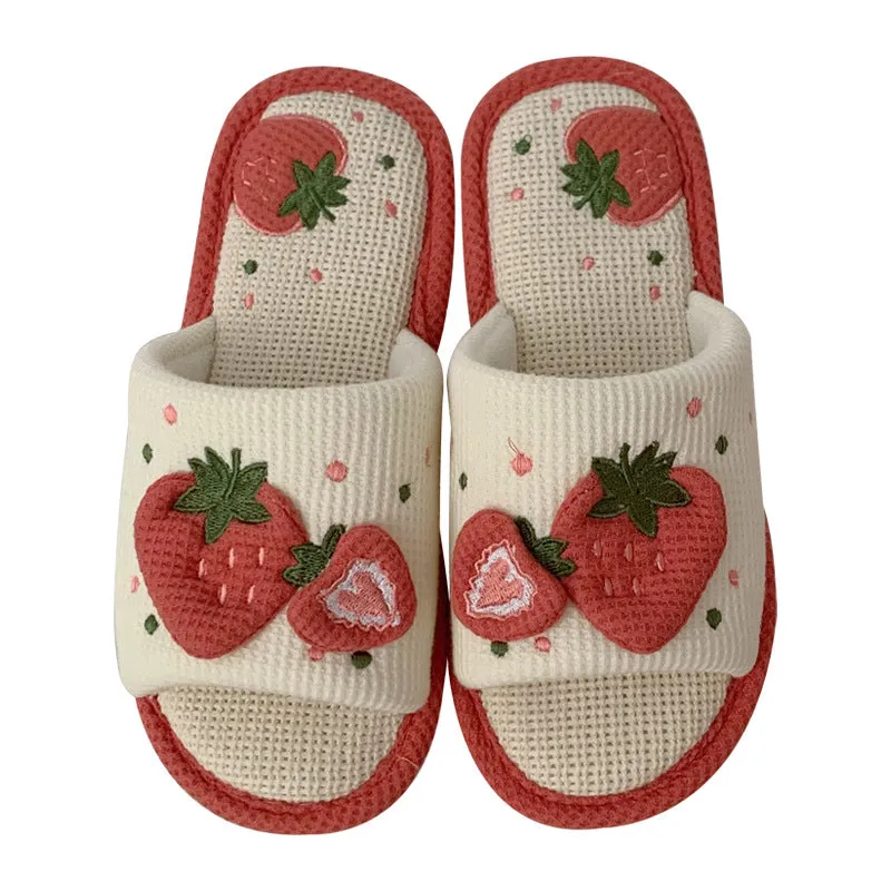 Women's Soft Bottom Slippers with Strawberries